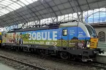 RegioJet 193 227 wirbt für ein fernseh-Serie 'BOBULE' am 23 Februar 2020 in Praha hl.n.