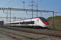 RABe 501 008-3  Ceneri 2020  durchfährt den Bahnhof Pratteln. Die Aufnahme stammt vom 09.04.2020.