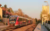 642 227+634 als RE Crailsheim-Heilbronn am 07.04.2020 bei der Einfahrt in den Haltepunkt Neuenstein. 
