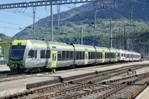BLS RABe 535 111 verlässt am 15.4.20 zusammen mit dem RABe 535 115  Trubschachen 2  den Bahnhof Brig.