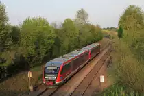 642 707 mit weiterem Bruder als RE Crailsheim-Heilbronn am 17.04.2020 bei Waldenburg. 