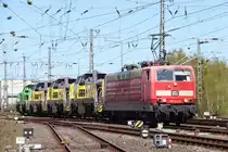 181 213-0 hat am 20.04.2020 einige neue Vossloh DE18 Loks aus Kiel übernommen und verlässt mit diesen Neumünster richtung Hamburg/Süden. 
Es handelt sich um die SNCF-Loks 679022, 679023, 679024 und um 92 87 4185 029-3 F-VL, die auch das selbe EVU-Kürzel wie die SNCF-Loks trägt.