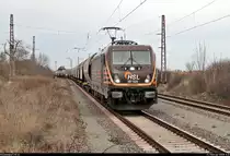 Getreidezug (Transcereales) mit 187 535-0 der HSL Logistik GmbH (HSL) durchfährt den Hp Prödel auf der Bahnstrecke Biederitz–Trebnitz (KBS 254) Richtung Trebnitz.
Aufgenommen am Ende des Bahnsteigs 2.
[13.2.2020 | 11:31 Uhr]