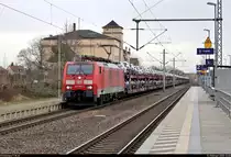 Autotransportzug (Škoda) mit 189 004-5 (Siemens ES64F4) DB durchfährt den Hp Zerbst/Anhalt auf der Bahnstrecke Trebnitz–Leipzig (KBS 254) Richtung Trebnitz.
[13.2.2020 | 12:02 Uhr]