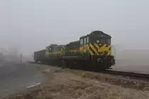 Die M44 306 (mit RK900 ausgestattet) und die M44 301 mit einem Wagen als N71453 beim Beistellen ins Papyrus-Werk in Müllendorf.
