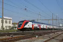 RABDe 502 009-9 Twindexx durchfährt den Bahnhof Pratteln. Die Aufnahme stammt vom 28.03.2020.