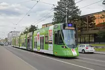 Be 6/10 Tango 162 mit der U-Abo Werbung, auf der Linie 17, fährt zur Haltestelle CIBA. Die Aufnahme stammt vom 24.04.2020.