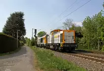 SGL V180.07 / 203 001 mit Maxima und Schotterzug bei BN-Beuel am 27.04.2020
