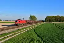 1116 186 mit einem Güterzug am 21.04.2020 bei Langenisarhofen.