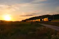 193 669 MRCE/TXL mit einem KLV-Zug im Abendlicht bei Mitteldachstetten Richtung Ansbach, 17.09.2019