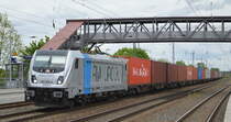 Railpool GmbH, München [D], aktueller Mieter? mit  187 306-6  [NVR-Nummer: 91 80 6187 306-6 D-Rpool] und Containerzug am 12.05.20 Bf. Saarmund.