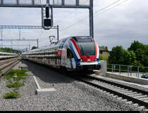 SBB - Triebzüge RABe 522 231 + 522 228 bei der einfahrt im Bahnhof Mies am 12.05.2020