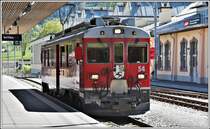 Corona bedingt fährt der R1660 nach St.Moritz nur mit dem ABe 4/4 III  Hakone . Der Ansturm in Poschiavo ist bescheiden. (07.05.2020)