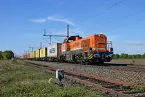 BRLL 4185 030, vermietet an LOCON (Lok 323) mit DGS 68735 Bremen-Grolland - Bönen (bei Diepholz, 06.05.2020).