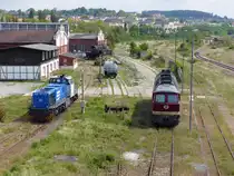 DLB 275 842-3 MAK G 1206 (9280 1275 842-3 D-DLB) und LEG Ludmilla 132 109-9 (9280 1232 109-9 D-LEG) vor dem BW in Gera am 13.5.2020