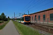 RNV Bombardier Variobahn RNV6 Wagen 4150 Doppeltraktion am 16.05.20 bei Edingen OEG 