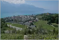 Die MOB Ge 4/4 8004 ist mit ihrem Regionalzug 2224 nach Zweisimmen kurz nach der Abfahrt von Montreux bei Le Châtelard VD unterwegs. Am Schluss des Zugs läuft ein revidierter Panoramic Express Steuerwagen der ersten Serie. 

18. Mai 2020