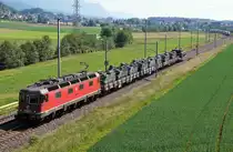 PANZERZÜGE DER Pz S/21.
Re 620 025-7  Oensingen  Bure-Casernes - Biel RB bei Pieterlen am 18. Mai 2020.
Foto: Walter Ruetsch 