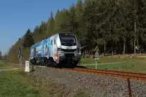 Tfzf 95255 von Zwickau nach Zwotental unterwegs hier die 159 208 bei Perlas am BÜ. Grund dieser Fahrt war eine von BSAS durchgeführte Schulungsfahrt im Vogtland am 21.04.2020