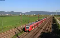 425 258- und 425 017-1 als S1 (Osterburken-Homburg(Saar)Hbf) bei Wieblingen 22.4.20
