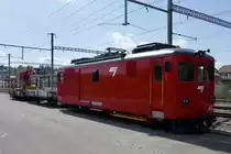 CJ De 4/4'' 411 am 28.5.20 mit einem Wagen beim Bahnhof Le Noirmont abgestellt.