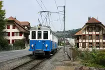  Dr schnällscht Wäg nach Worb 
durchs Worblental mit dem blaue Bähnli.
BDe 4/4 36 bei Boll-Utzigen am 16. September 2018.
Foto: Walter Ruetsch
