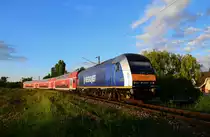 Die ER20 012 mit dem Morgenzug Regiojet REX 1770 verlässt Komárno in Richtung Bratislava hl. Stanica.
Komárno, 22.05.2020.