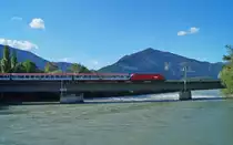 1116 144 mit dem REX 5341 (Innsbruck Hbf - Kufstein) bei Brixlegg, 27.05.2020.