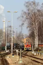 TIB Chemicals-Werklok (O&K 26749) // Mannheim; Hafen Rheinau (Aufgenommen von einem Fußgängerüberweg) // 8. Februar 2018