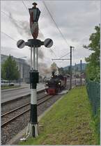 Freie Fahrt in die 52. Saison der Blonay-Chamby Bahn: Die G 2x 2/2 105 verlässt mit dem ersten Dampfzug dieser Saison Blonay in Richtung Chamby. 

13. Juni 2020