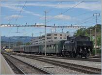 Dampftag 2018 Lyss: Die prächtige und auch recht massige Eb 3/5  Habersack  der DBB (Dampfbahn Bern) rangiert in Lyss.

11. August 2018 
 
