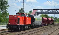WFL mit  Lok 37/203 118-5  (NVR:  92 80 1203 118-5 D-WFL ) und gemischten Güterzug am 16.06.20 Bf. Saarmund. 