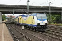 Mit einer RB 31 (Hamburg Hbf - Lüneburg) fuhr am Nachmittag des 06.07.2019 die LNVG/ME 146-06 (146 506-1) aus dem Bahnhof von Hamburg Harburg in Richtung Maschen.