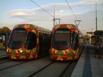 Wagen 2053 und 2058 im Vorort Sabines in Montpellier. 02.07.2007