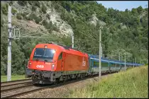 1216.227 zieht den CD Railjet in Richtung Graz. 
25.06.2020 bei Peggau Deutschfeistritz
