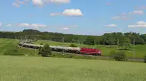 DGS 45395 von Hamburg Hohe Schaar nach Hof mit 155 110 und 232 173 als Schub bei Grobau. Die in DR farben lackierte 155 wird von der WFL oft an andere Unternehmen vermietet und konnte hier bei besten Sommerwetter im Vogtland eingefangen werden. 