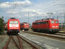 BR 101 138-6, BR 115 205-7, BR 110 236-7 im Dortmunder
Betriebsbahnhof.