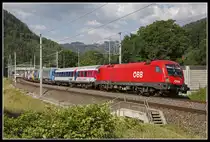 1116 139 mit einer Rollenden Landstraße am 24.06.2020 in Stübing.