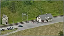 Von der Fortezza Rohan herunter wirkt der Bahnhod Susch wie eine Modell. (19.07.2020)