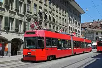 Be 4/6 740 Vevey Tram, auf der Linie 7, bedient die Haltestelle Bärenplatz. Die Aufnahme stammt vom 24.06.2020.