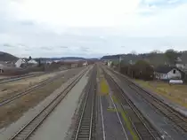 Ein Teil der Gleisanlagen am 12.02.2020 in Garching (Alz).