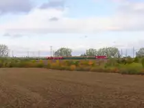 DB Museum 143 005-7 mit dem PE 25917 von Erfurt Hbf nach Leipzig Hbf, am 28.09.2019 in Erfurt-Linderbach.
