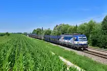 383 210 mit einem Autozug am 10.07.2020 bei Langenisarhofen.