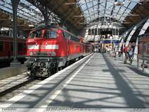218 407-5 schiebt gerade den RE von L�beck Hbf nach L�beck Travem�nde Strand