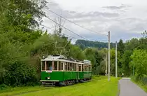 Graz 

TW 121 + 60b als Shuttle zum TMG nach Mariatrost bei Rettenbach, 26.07.2020 