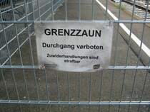 Konstanz Hauptbahnhof (Letzter Bahnhof vor der Schweiz). Absperrung zum �bergang auf Gleis 1 zum Schweizer Bahnhof (in Konstanz).