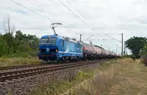 192 003 der Infra Leuna führte am 23.08.20 einen Kesselwagenzug durch Greppin Richtung Dessau. 