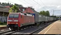 KLV-Zug mit 152 080-8 (Siemens ES64F) DB durchfährt den Bahnhof Asperg auf der Bahnstrecke Stuttgart–Würzburg (Frankenbahn | KBS 780) Richtung Kornwestheim.
[28.7.2020 | 17:13 Uhr]
