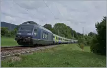 Die BLS Re 465 006 mit ihrem aus EW III formierten RE 3921 von La Chaux-de-Fonds nach Bern kurz nach Geneveys-sur-Coffrane.

3. Sept. 2020