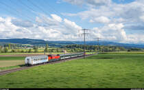 SBB Re 4/4 II 11192 mit Messzug mit Aem 940 am 1. September 2020 bei Allmendingen.